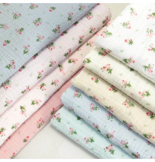 Wholesale Double Layer Floral Liberty London 100% Combed Cotton 40s Printing Gauze Fabrics