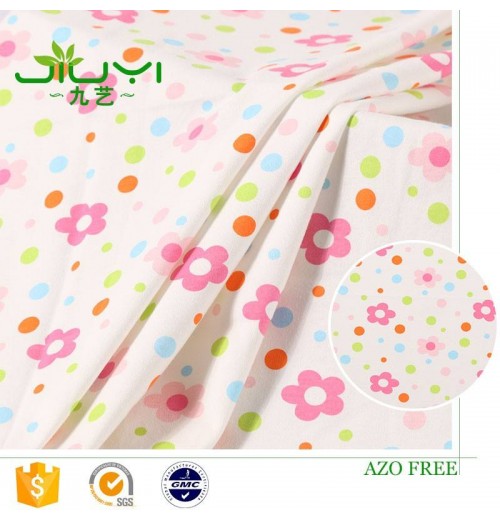 Wholesale 100% cotton knit interlock flower print gingham fabric textile fabric