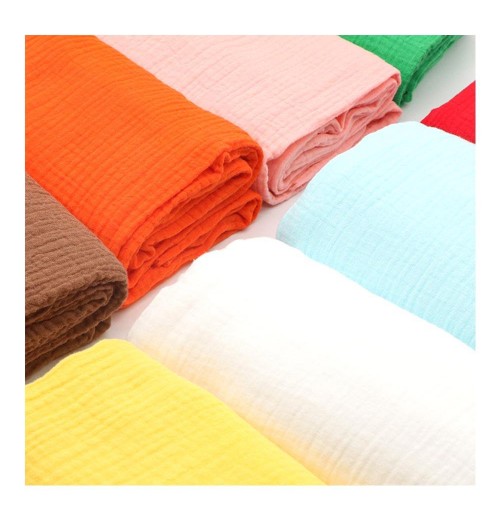 Custom Muslin Fabric 120gsm 100% Organic Cotton Double Gauze Crepe Fabric For Baby Swaddle Garment