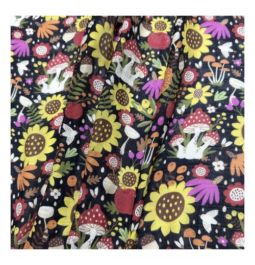 The factory outlet mushroom design digital printing muslin 2*2 plaid double gauze bamboo organic cotton fabric for baby clothes